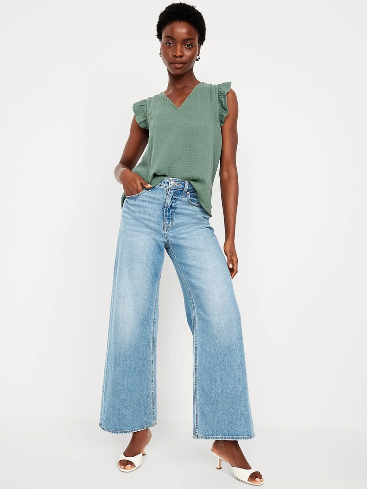 Sleeveless Crinkle Gauze Top