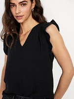 Sleeveless Crinkle Gauze Top