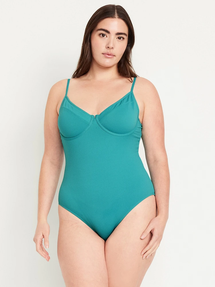 Textured One-Piece Balconette Swimsuit