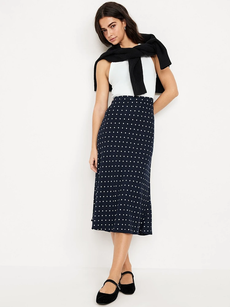 Crepe A-Line Midi Skirt