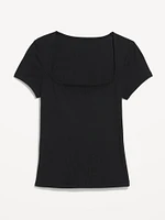 Ribbed Square-Neck T-Shirt