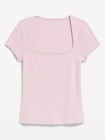 Ribbed Square-Neck T-Shirt