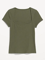 Ribbed Square-Neck T-Shirt