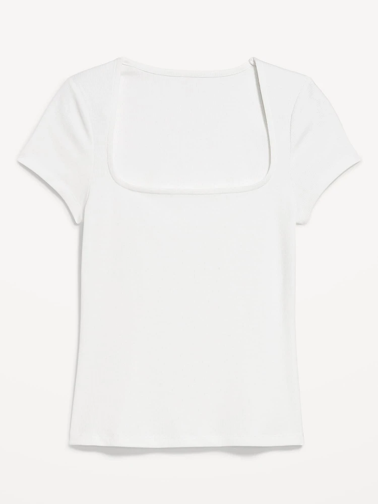 Ribbed Square-Neck T-Shirt