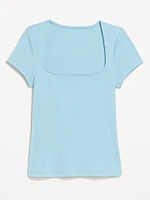 Ribbed Square-Neck T-Shirt