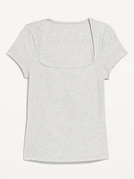 Ribbed Square-Neck T-Shirt