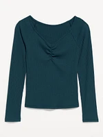 Cinched Rib-Knit Top