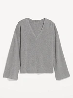 Bell-Sleeve V-Neck Sweater