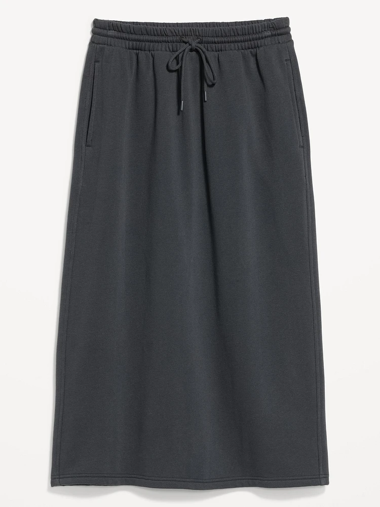 High-Waisted Fleece Midi Skirt