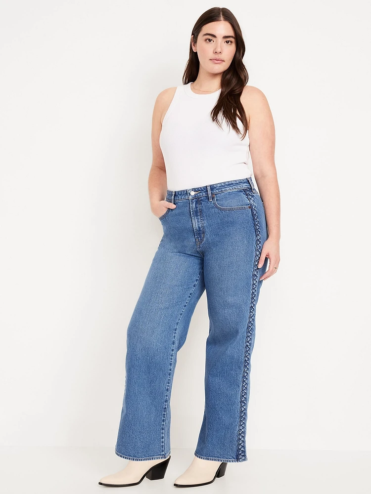 Extra High-Waisted Braided Wide-Leg Jeans