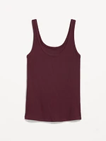 First-Layer Ribbed Scoop-Neck Tank Top