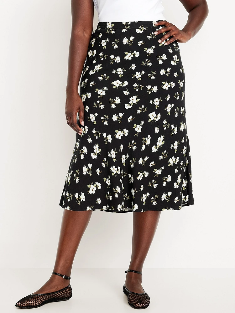 Crepe A-Line Midi Skirt