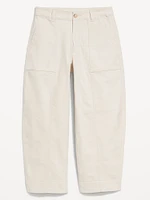 High-Waisted Canvas Barrel Ankle Pants