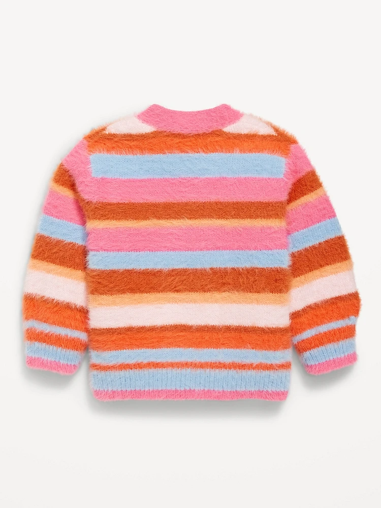 Striped Eyelash Button-Front Cardigan Sweater for Baby