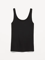 First-Layer Ribbed Scoop-Neck Tank Top