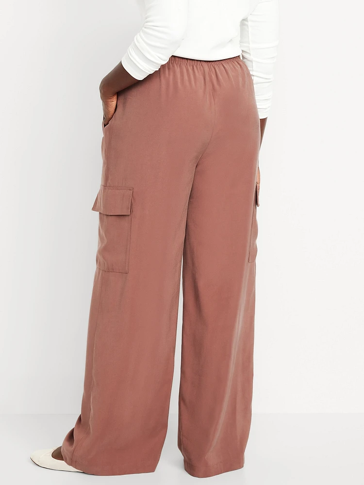 Extra High-Waisted Drapey Cargo Super Wide-Leg Pants