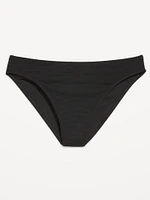 Mid-Rise Textured Bikini Swim Bottoms