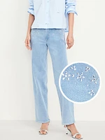 High-Waisted OG Loose Rhinestone-Embellished Jeans