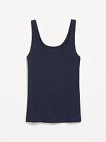 First-Layer Ribbed Scoop-Neck Tank Top