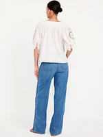 Extra High-Waisted Braided Wide-Leg Jeans