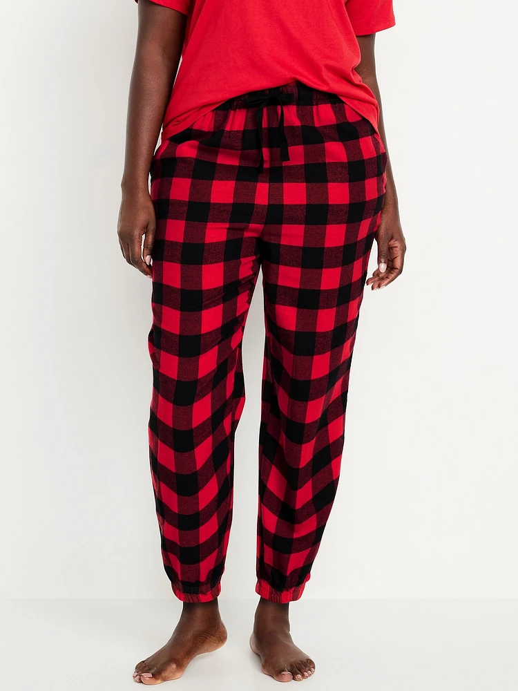 High-Waisted Flannel Pajama Joggers for Women