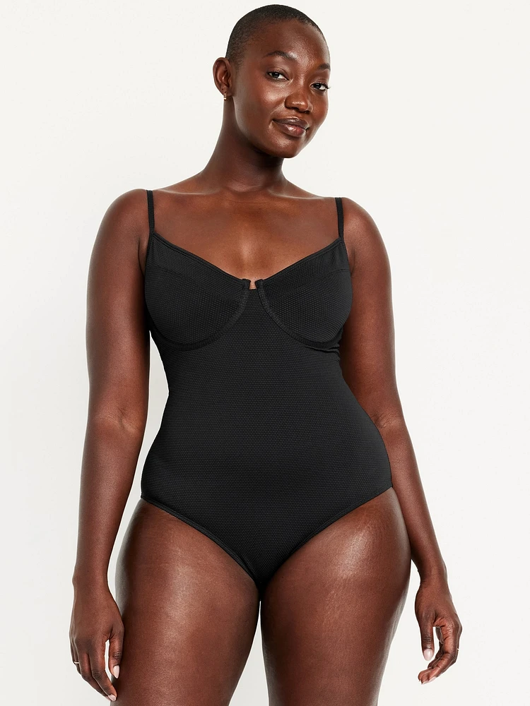 Textured One-Piece Balconette Swimsuit