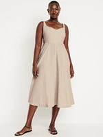 Fit & Flare Linen-Blend Midi Dress