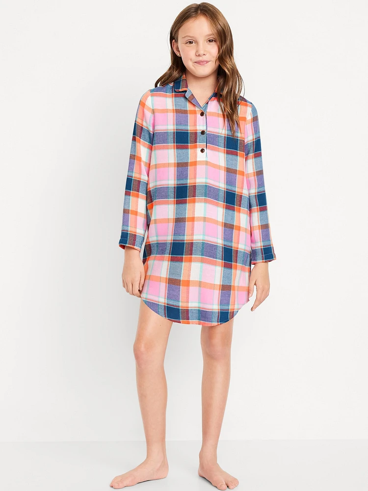 Collared Flannel Nightgown for Girls