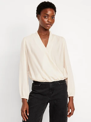 Wrap-Front Satin Top