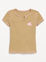 Fitted Ribbed Graphic T-Shirt for Girls