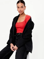 Ribbed Square-Neck T-Shirt