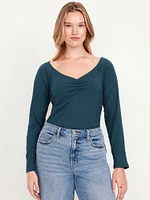 Cinched Rib-Knit Top