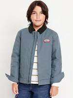 Canvas Corduroy-Collar Full-Zip Jacket for Boys