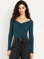 Cinched Rib-Knit Top