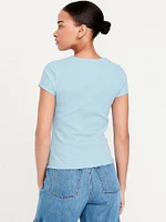 Ribbed Square-Neck T-Shirt