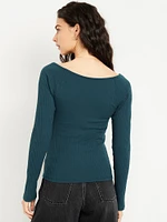 Cinched Rib-Knit Top