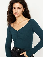 Cinched Rib-Knit Top