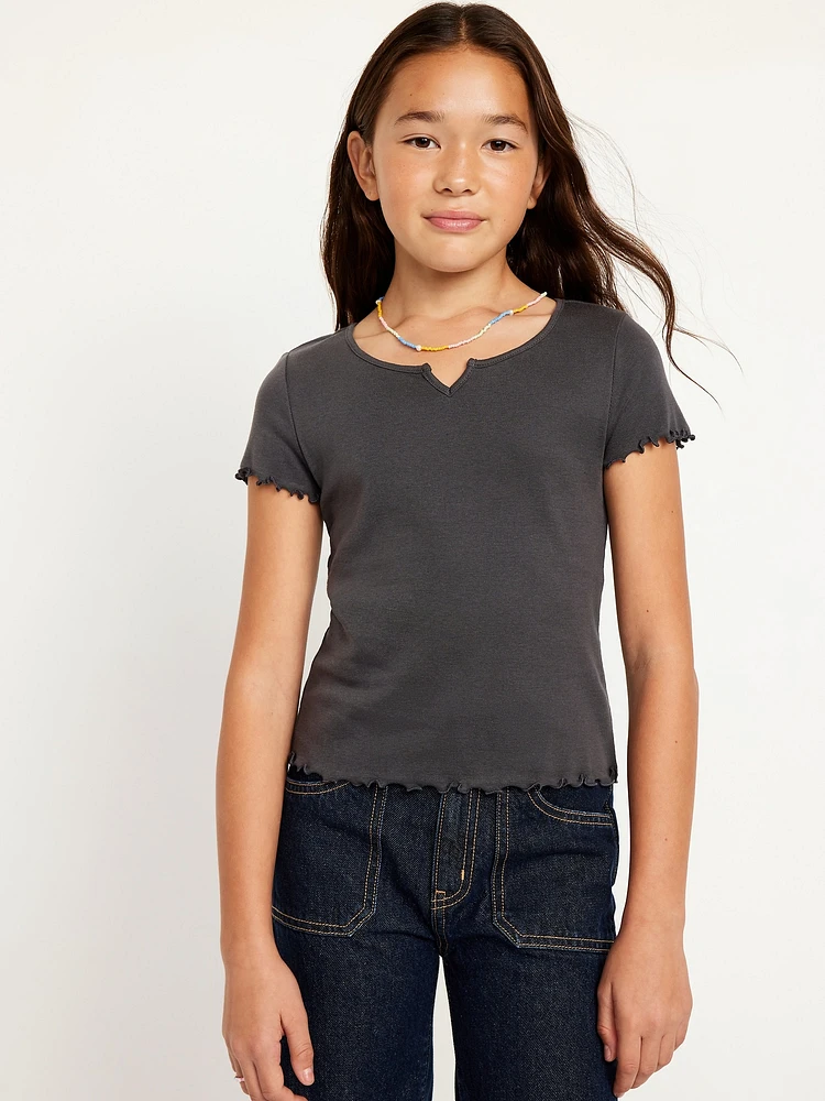 Short-Sleeve Lettuce-Edge T-Shirt for Girls