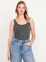 First-Layer Ribbed Scoop-Neck Tank Top