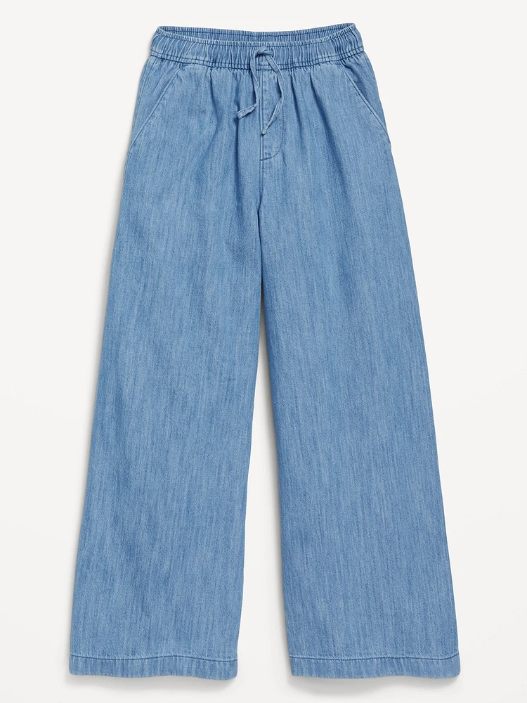 High-Waisted Chambray Wide-Leg Pants for Girls