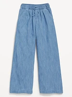 High-Waisted Chambray Wide-Leg Pants for Girls