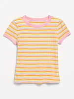 Fitted Short-Sleeve Ribbed T-Shirt for Girls