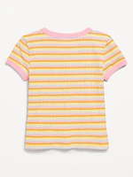 Fitted Short-Sleeve Ribbed T-Shirt for Girls