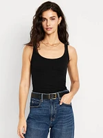 First-Layer Ribbed Scoop-Neck Tank Top