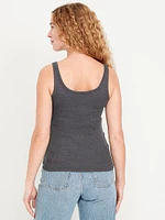 First-Layer Ribbed Scoop-Neck Tank Top
