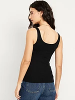 First-Layer Ribbed Scoop-Neck Tank Top