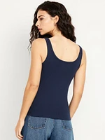 First-Layer Ribbed Scoop-Neck Tank Top