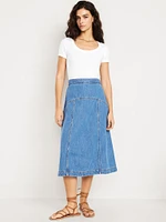 High-Waisted Jean Midi Skirt