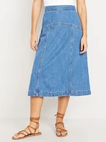 High-Waisted Jean Midi Skirt