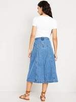 High-Waisted Jean Midi Skirt